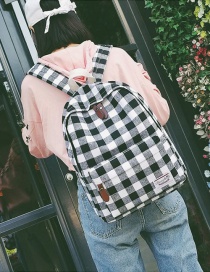 Fashion Black Grid Pattern Decorated Backpack