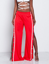 Fashion Red Rivet Decorated Trousers