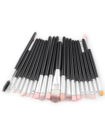 Fashion Black+silver Color Pure Color Decorated Makeup Brush ( 20 Pcs )