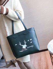 Elegant Green Deer Pattern Decorated Handbag