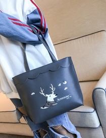 Elegant Gray Deer Pattern Decorated Handbag