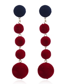 Vintage Red Round Shape Decorated Earrings