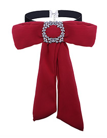 Fashion Red Bowknot&diamond Decorated Choker