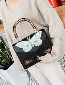 Fashion Black Butterfly Pattern Decorated Handbag