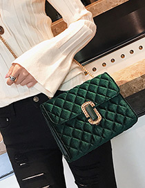 Fashion Green Pure Color Decorated Square Shape Shoulder Bag