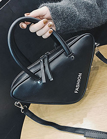Fashion Black Triangle Shape Decorated Pure Color Handbag