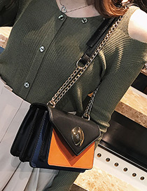 Fashion Black Round Shape Buckle Decorated Shoulder Bag