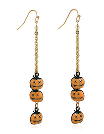 Fashion Yellow Pumpkin Pendant Decorated Long Earrings