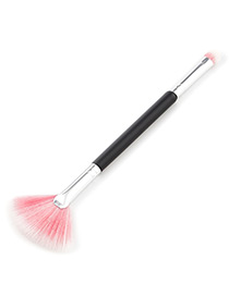Trendy White+pink Sector Shape Decorated Makeup Brush(1pc)