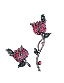 Fashion Gun Black+plum Red Rose Shape Decorated Simple Brooch(2pcs)