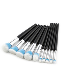Fashion Blue+white Color Matching Design Makeup Brush(10pcs)