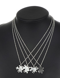 Fashion Silver Color Pure Color Decorated Necklace ( 4 Pcs )