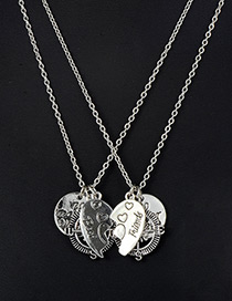 Fashion Silver Color Letter Pattern Decorated Necklace ( 2 Pcs )