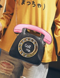 Trendy Black Telephone Shape Design Shoulder Bag