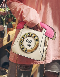 Trendy Beige Telephone Shape Design Shoulder Bag