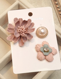 Fashion Pink Flower Shape Decorated Brooch (3pcs)