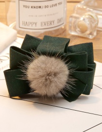 Fashion Dark Green Fuzzy Balls Decorated Hair Claw