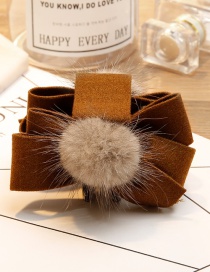 Fashion Brown Fuzzy Balls Decorated Hair Claw