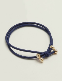Elegant Dark Blue Beads Decorated Double Layer Hair Band