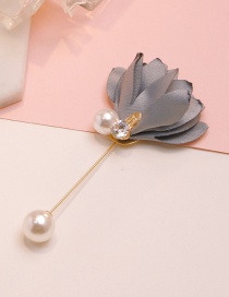 Fashion Gray Flower&pearl Decorated Brooch