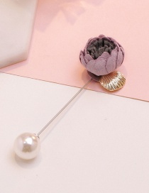 Fashion Light Purple Flower&pearl Decorated Brooch
