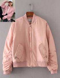Fashion Pink Pure Color Decorated Cotton-padded Clothes