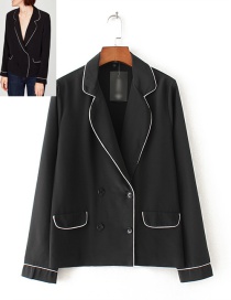 Fashion Black Long Sleeve Design Pure Color Coat