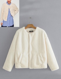 Fashion White Pure Color Decorated Long Sleeve Coat