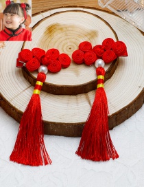 Lovely Red Long Tassel Decorated Pure Color Hairpin(2pcs)