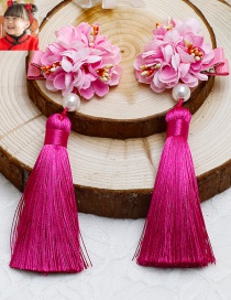 Lovely Plum Red Flower&tassel Decorated Hairpin(2pcs)