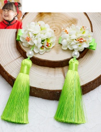 Lovely Green Flower&tassel Decorated Hairpin(2pcs)