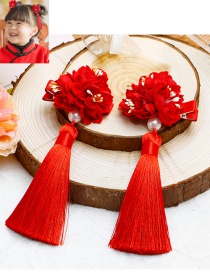 Lovely Red Flower&tassel Decorated Hairpin(2pcs)