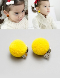 Fashion Yellow Fuzzy Balls Decorated Children Earrings