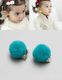 Fashion Blue Fuzzy Balls Decorated Children Earrings