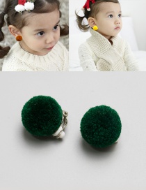 Fashion Dark Green Fuzzy Balls Decorated Children Earrings