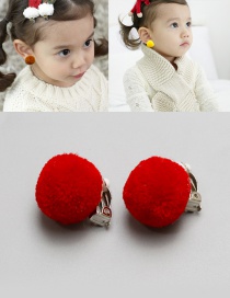 Fashion Claret Red Fuzzy Balls Decorated Children Earrings
