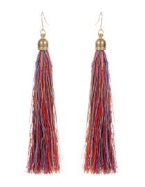 Fashion Multi-color Long Tassel Decorated Color Matching Earrings