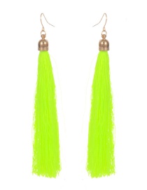 Fashion Light Green Long Tassel Decorated Pure Color Earrings