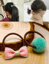 Lovely Green+pink Bowknot&fuzzy Ball Decorated Hair Band(2pcs)