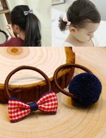 Lovely Red+navy Bowknot&fuzzy Ball Decorated Hair Band(2pcs)