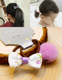 Lovely Purple+white Bowknot&fuzzy Ball Decorated Hair Band(2pcs)