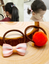Lovely Orange+white Bowknot&fuzzy Ball Decorated Hair Band(2pcs)