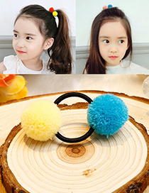 Lovely Light Yellow+blue Fuzzy Balls Decorated Hair Band