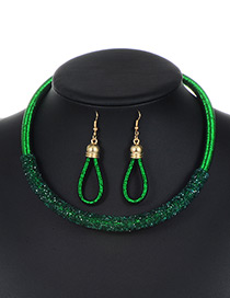 Trendy Green Circular Ring Decorated Pure Color Jewelry Sets