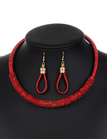 Trendy Red Circular Ring Decorated Pure Color Jewelry Sets