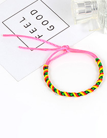 Trendy Pink Color Mtching Decorated Hand-woven Bracelet