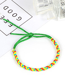 Trendy Green Color Mtching Decorated Hand-woven Bracelet