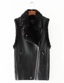 Trendy Black Irregular Shape Design Simple Jacket