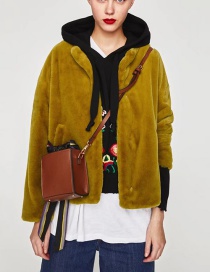 Trendy Yellow Pure Color Decorated Long Sleeves Coat