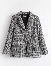 Trendy Gray Grid Pattern Decorated Long Sleeves Coat